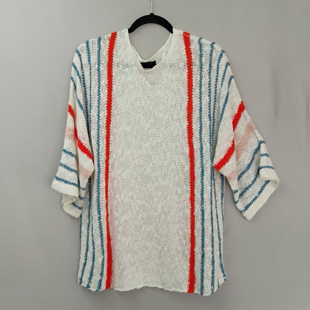 Dokotoo Womens XL Open Knit Beach Sweater Striped‎ Boat Neck Lightweight Summer